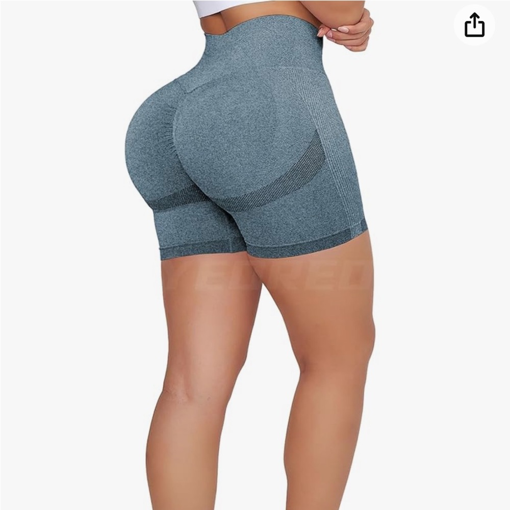 YEOREO Women High Waist Workout Yoga Gym Smile Contour Seamless Cycling Shorts